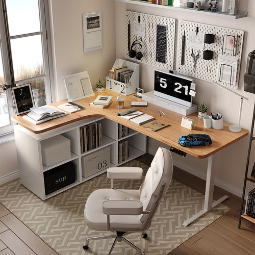 转角书桌书柜一体桌wzo升降桌