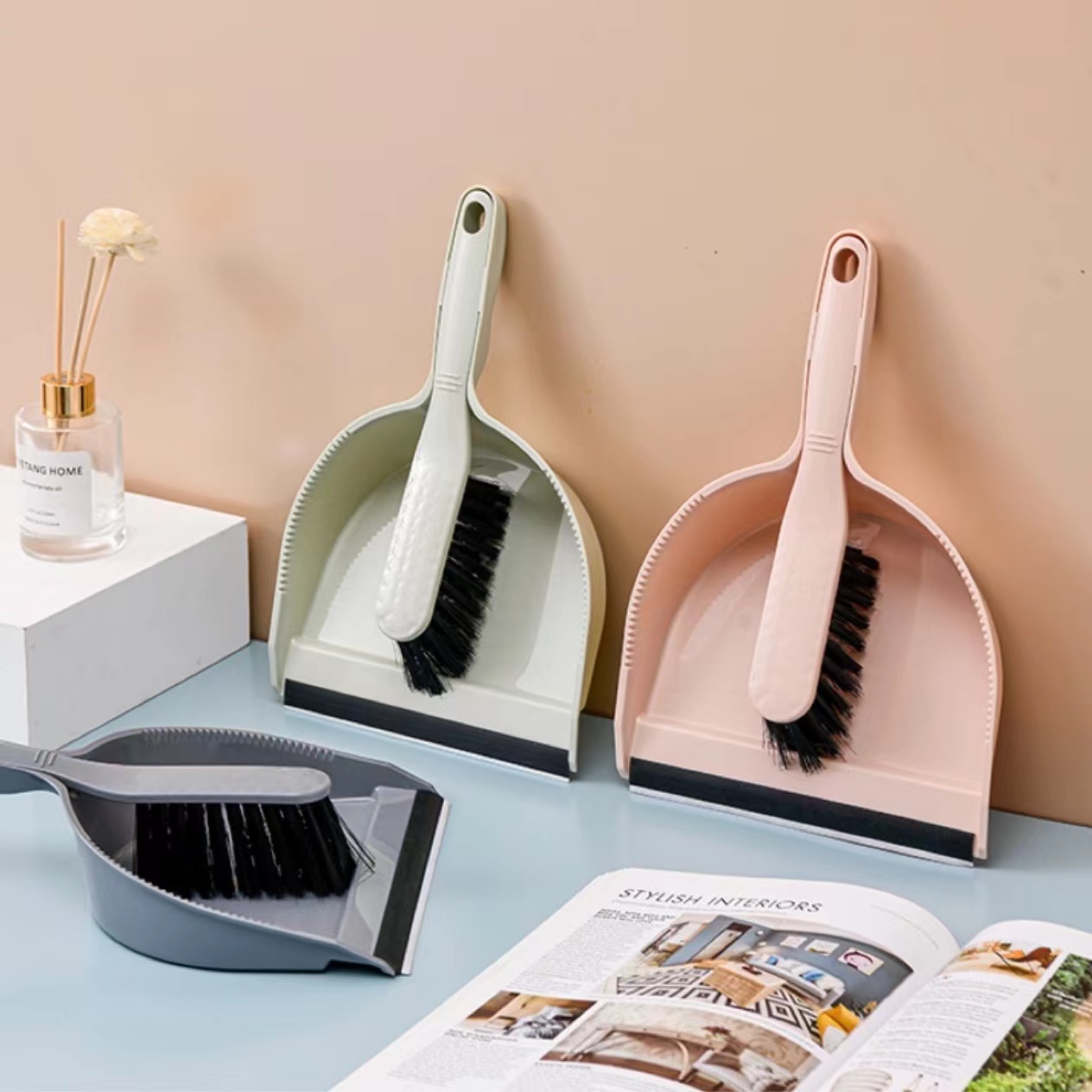 小扫把簸箕套装 桌面清洁刷电脑周边扫帚簸箕组合家用除尘撮