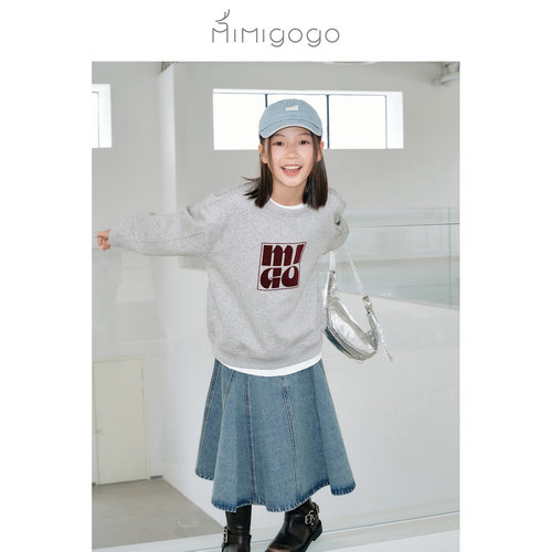 【6折】MIMIGOGO原创时髦植绒印花 休闲百搭宽松廓形卫衣 4D15