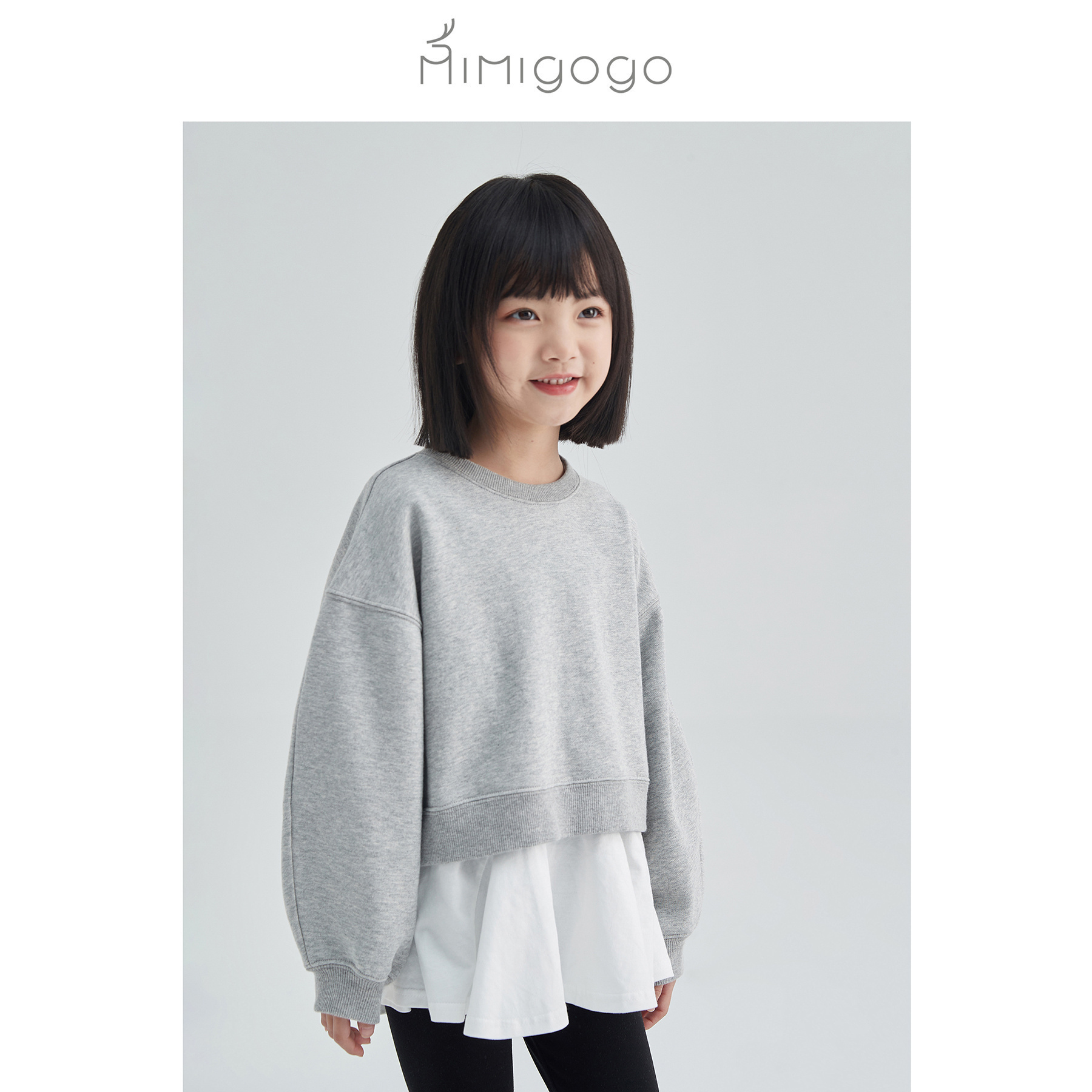 MIMIGOGO纯棉香蕉袖高腰卫衣
