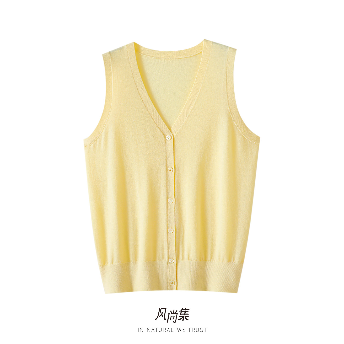 简雅逸然！春夏舒爽 高端精纺100%纯羊毛背心女V领针织开衫马甲