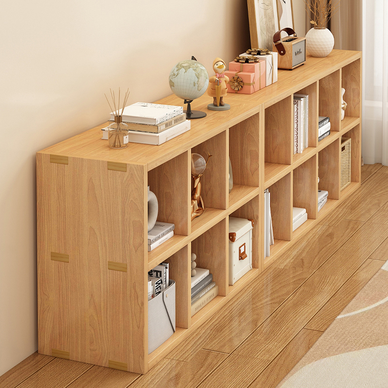 实木书架置物架落地靠墙组合格子柜客厅带腿储物收纳矮家用书柜子