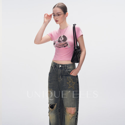 尢壹/UNIQUE'EEES【汪汪宇宙】狗狗印花圆领T恤U6111101