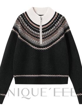 尢壹/UNIQUE'EEES chao软糯100幼羊毛蓬松费尔岛插肩袖UEAW076