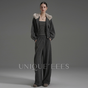 慵懒毛领卫衣套装 尢壹 高智日奢风 EEES UNIQUE