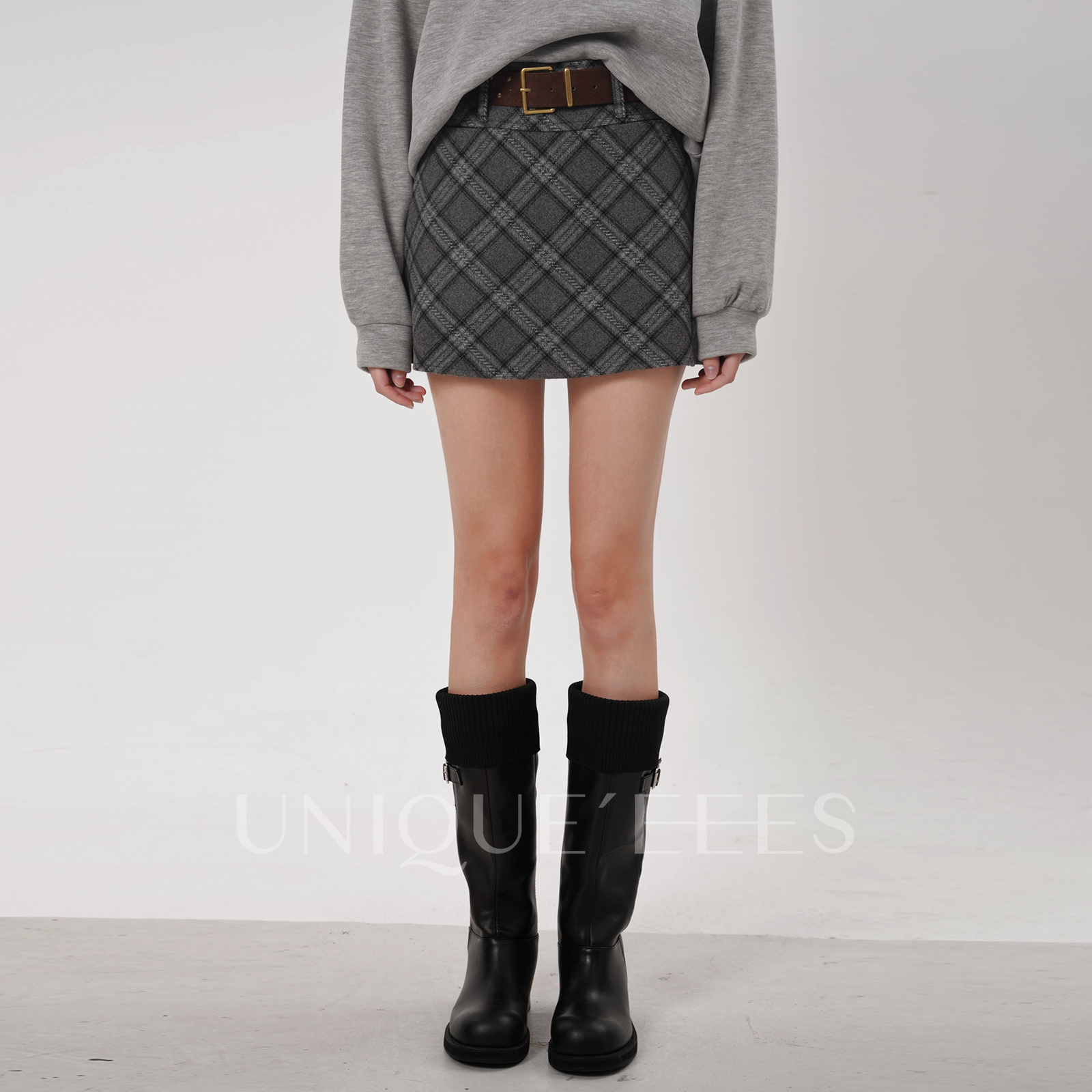 尢壹/UNIQUE'EEES【复古学院感】英式浪漫格纹短半裙U5515006