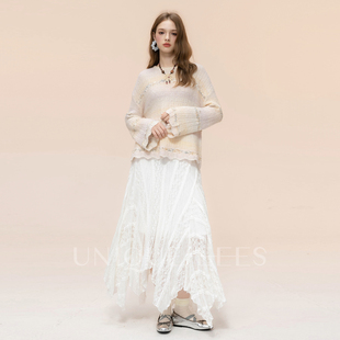 尢壹 彩色渐变圆领毛衣U5308127 梦幻棉花糖