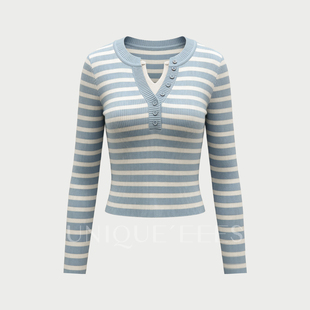 设计感假两件V领针织衫 尢壹 春日百搭 EEES U6108001 UNIQUE