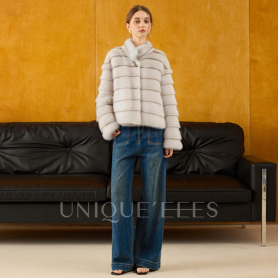 尢壹/UNIQUE'EEES【矜贵千金】立领渐变层次环保皮草外套U5518505