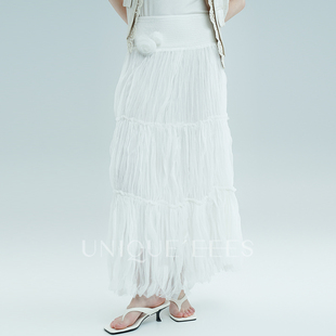 尢壹 褶皱波浪纱半身裙U5115005 不费劲氛围感神裙