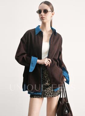 尢壹/UNIQUE'EEES【本期主推】假两件撞色休闲百搭衬衫U5510001