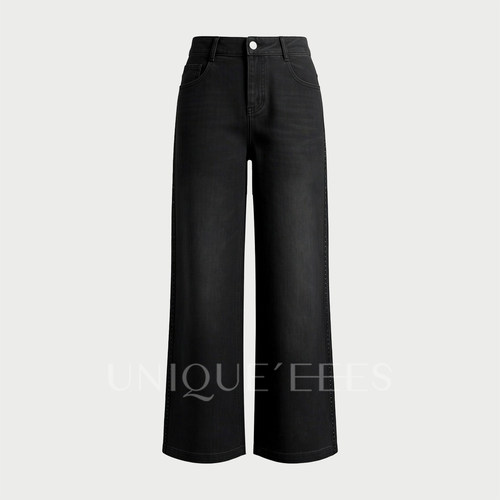 尢壹/UNIQUE'EEES【时髦精】复古时髦烫钻牛仔裤U5314511