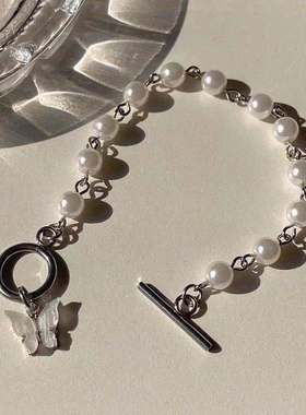 轻奢珍珠蝴蝶手链手珠情侣闺蜜气质百搭仿珍珠手串送女友礼物