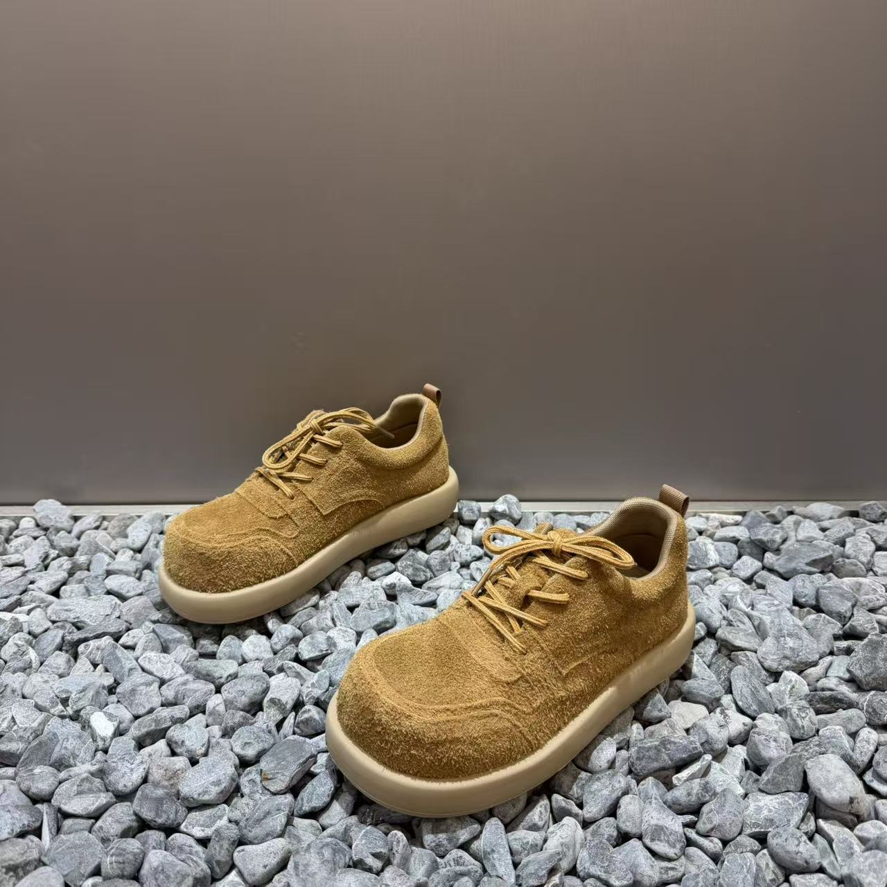 复古反绒皮厚底增高德比鞋男