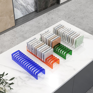 高端压克力瓷砖展架玻璃铝扣生态板整体橱柜门板石材色板试用包品