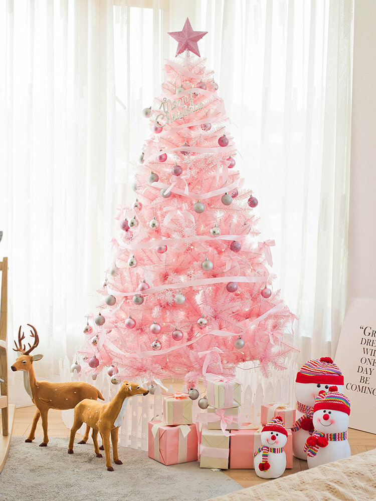 正品圣诞节礼物 ins风网红樱花粉色圣诞树套餐 家用橱窗圣诞节装