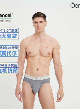 Oengus兰精超细旦莫代尔灰色男士内裤性感透气男三角裤柔软亲肤