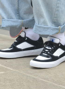 尖石SHRILL STONE黑白色翻毛皮低帮男女款耐磨透气专业滑板鞋美式