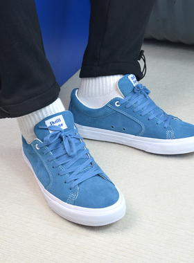 尖石Shrill Stone低帮浅蓝翻毛皮耐磨缓震拼接系带男女运动滑板鞋