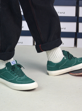 尖石Shrill Stone低帮墨绿翻毛皮拼接减震耐磨男女美式街头滑板鞋