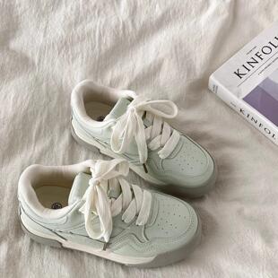 休闲运动鞋 秋冬百搭厚底德训鞋 女2025新款 喜叔小众设计薄荷绿板鞋