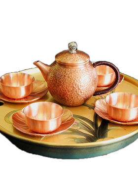 新中式黄铜圆形茶托茶台干泡台家用简易储水式功夫中式茶具茶盘