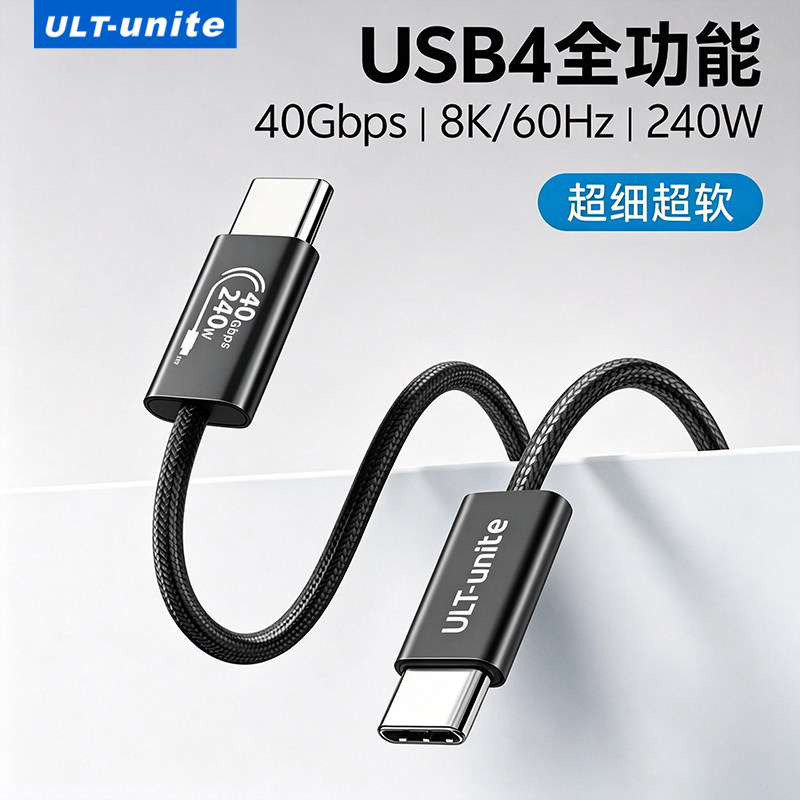 ULT-unite全功能typec数据线usb4雷电4/5超细软40Gbps视频8K双头C快充线PD240W适用苹果17笔记本电脑移动硬盘图片