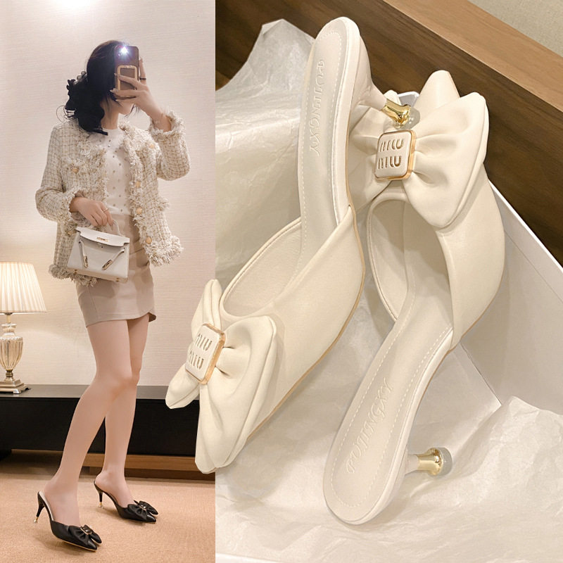 34-45大码女鞋41小香风蝴蝶结凉拖鞋42尖头高跟凉鞋43包头半拖44,女鞋,一字拖,淘宝优惠券,粉丝福利购,淘宝优惠卷