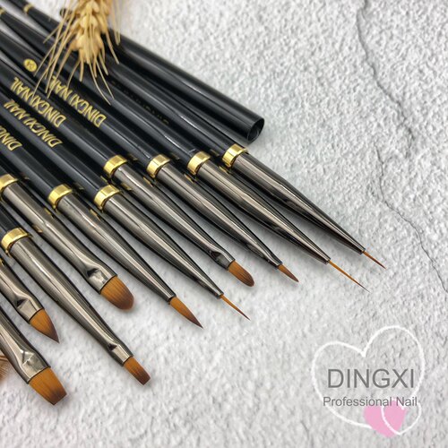 丁茜金属杆黑金美甲笔刷套装