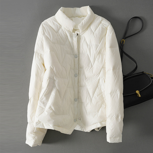 菱格轻薄羽绒服女款短款冬季立领宽松显瘦百搭小个子保暖上衣外套