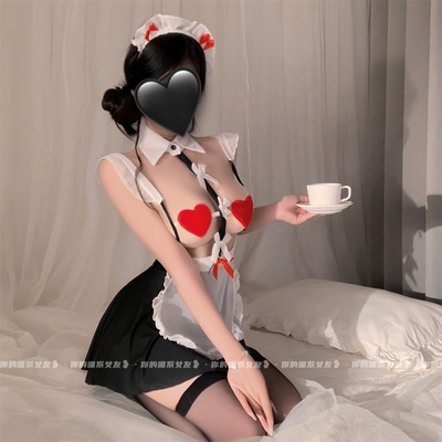 日系纯欲风镂空爱心女仆制服火辣