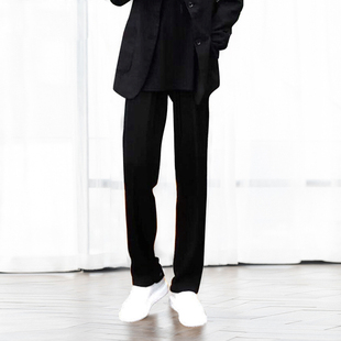 夏季薄款西裤男直筒宽松休闲黑色西装裤高级垂坠感男士冰丝长裤子
