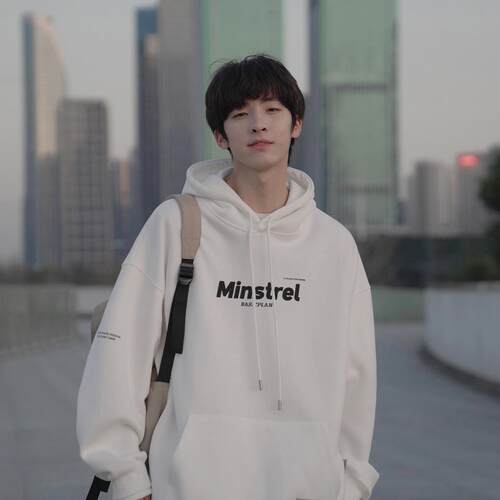 GOGOSOON春秋新款白色卫衣410g男生连帽青少年2026衣服酷帅超火潮