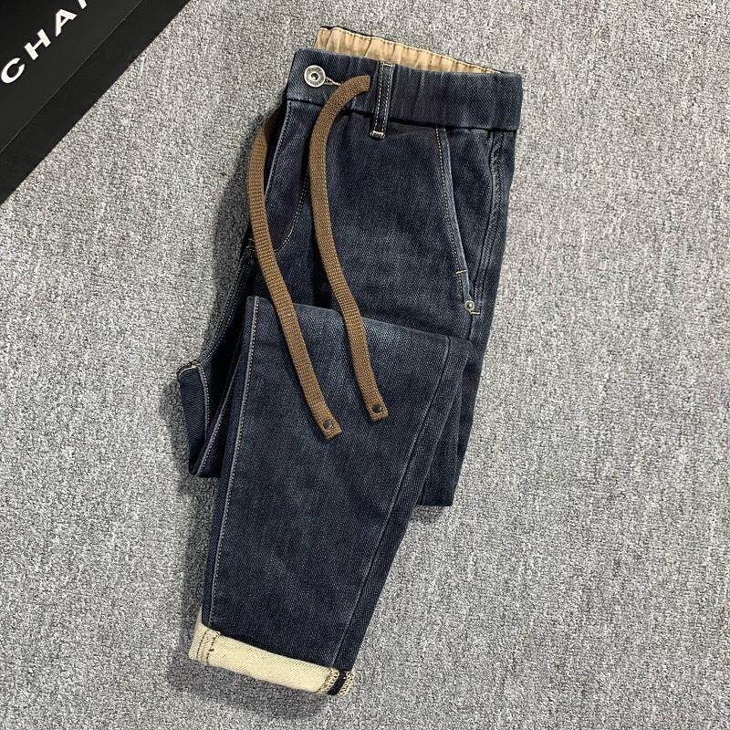 松紧腰牛仔裤男九分秋季爆款潮流修身百搭弹力休闲男士抽绳裤子男