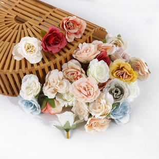 谷美道具 diy手工花环汉服头饰材料 仿真复古玫瑰花头 假花绢花