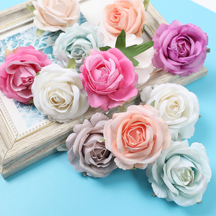 仿真玫瑰花头 饰谷美摄影假花道具婚庆礼盒 绢布材质diy手作配件装