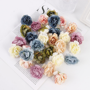 草帽花辅料 DIY手工汉服头饰发簪痛包材料 仿真小芙蓉花头 绢花
