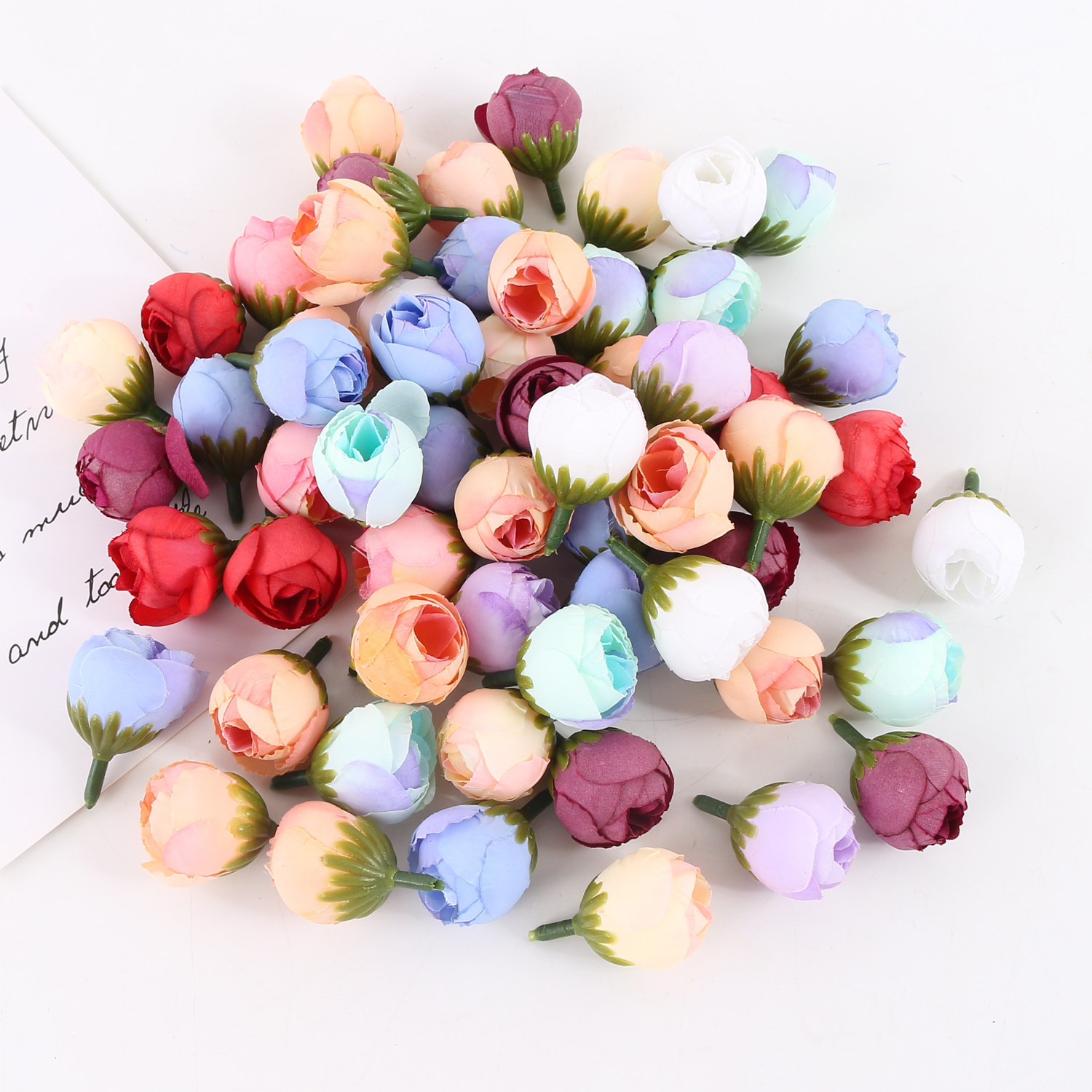 3cm仿真蓝色香槟色玫瑰小花苞 绢花diy手工花环头饰材料 婚庆装饰