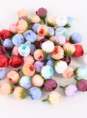 3cm仿真蓝色香槟色玫瑰小花苞 绢花diy手工花环头饰材料 婚庆装饰