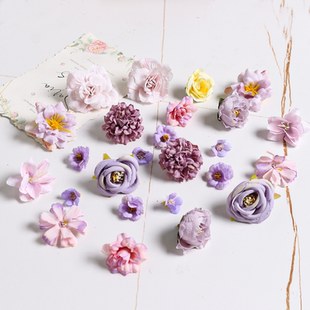 仿真花材料包 饰假花痛包配件 diy手工花环配件绢花头饰簪花婚庆装