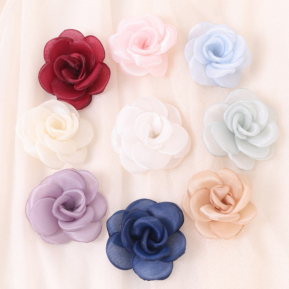仿真玫瑰纱花 假花diy手工材料服装配件胸花草帽花装饰谷美道具花
