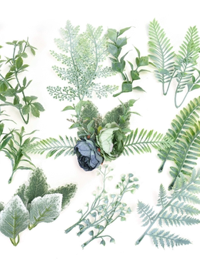 仿真绿色叶子 水草玫瑰叶婚庆花墙装饰胸花手腕花配件diy手工辅料