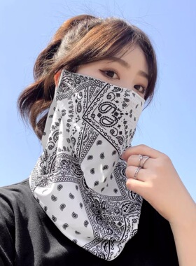 防晒面罩护颈一体男女冰丝面纱骑行旅游户外遮脖子遮全脸防紫外线