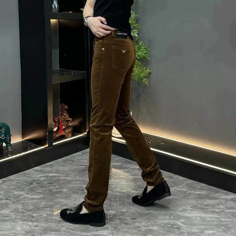 莱韩服装欧货男士秋冬高奢条绒休T闲裤灯E芯绒修身弹力百搭长裤