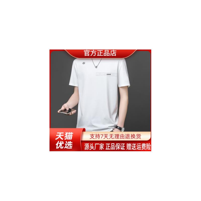 田凌薇子2026男士夏季短袖T恤时尚半袖上衣体恤圆领纯色商务装