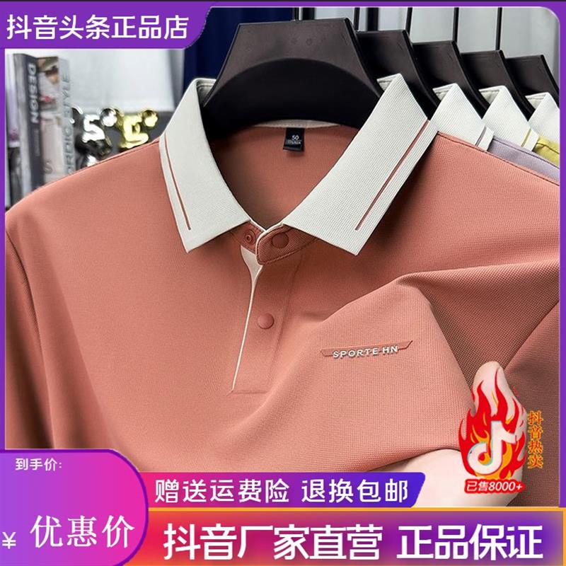蓝及轻奢轻奢高端短袖Polo衫夏季新款商务翻领无痕T恤男时尚百搭