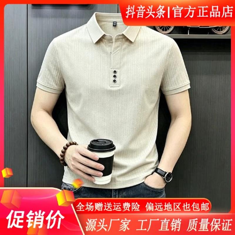 云泊服饰LMVQ夏男士短袖POLO衫中老年翻领亲肤透气潮流薄款T恤衫