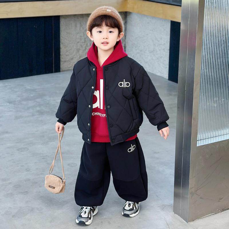 三好童装服饰秋冬三件套男童秋装夹棉厚外套加绒棉服夹克棉衣套装