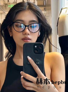 欧美小众猫眼眼镜框女3393辣妹街拍风素颜神器防蓝光防辐射近视