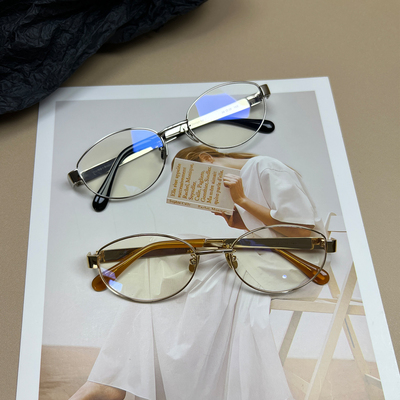 金丝千金淑女风眼镜框 椭圆金属镜架 可配近视防蓝光镜片 高品质